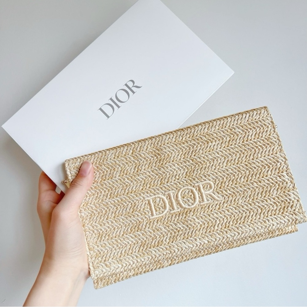 Dior Raffia Clutch Cosmetic Bag